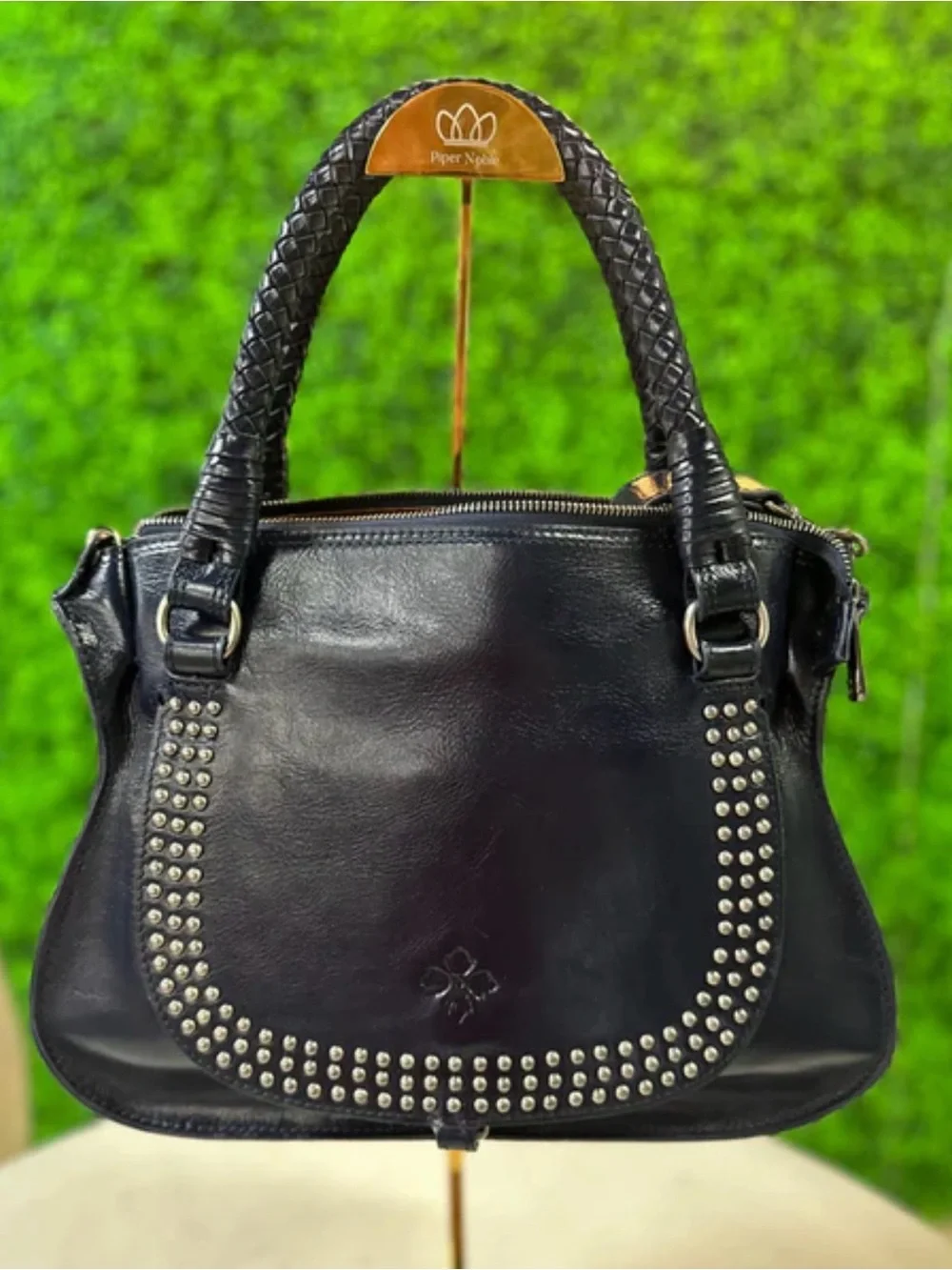 Patricia Nash Discovery Leather Vernazza Flap Satchel Navy‎